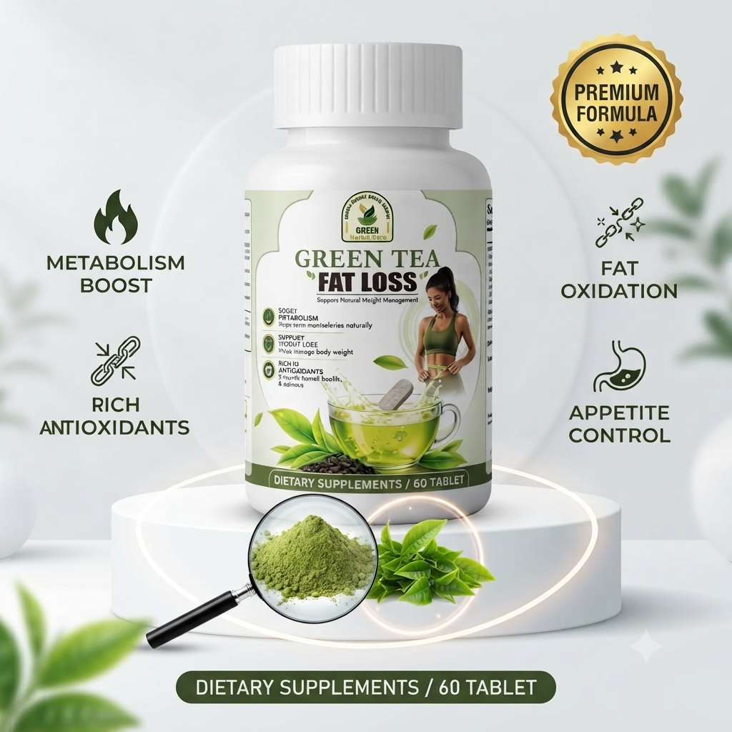 Green Tea Extract Fat Loss Supplement - Boosts Metabolism & Supports Natural Weight Management - 60 Tablets