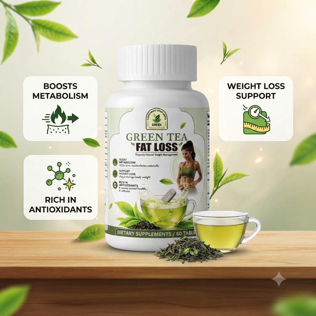 Premium Green Tea Extract Fat Loss Supplement - Metabolism Boost, Fat Oxidation & Appetite Control - 60 Tablets
