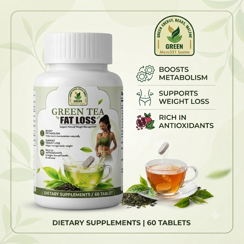 Green Tea Extract Fat Loss Supplement - Boosts Metabolism & Weight Loss Support - 60 Tablets