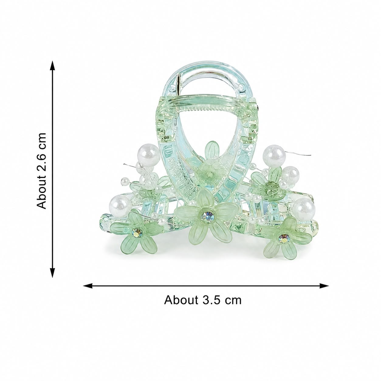 Floral Pearl Crystal Hair Claw Clip for Women & Girls | Transparent Decorative Hair Accessory