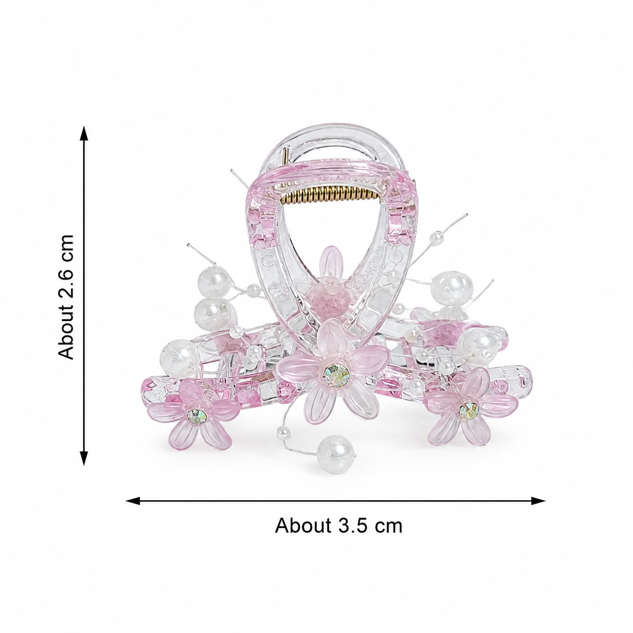 Floral Pearl Crystal Hair Claw Clip for Women & Girls | Transparent Decorative Hair Accessory