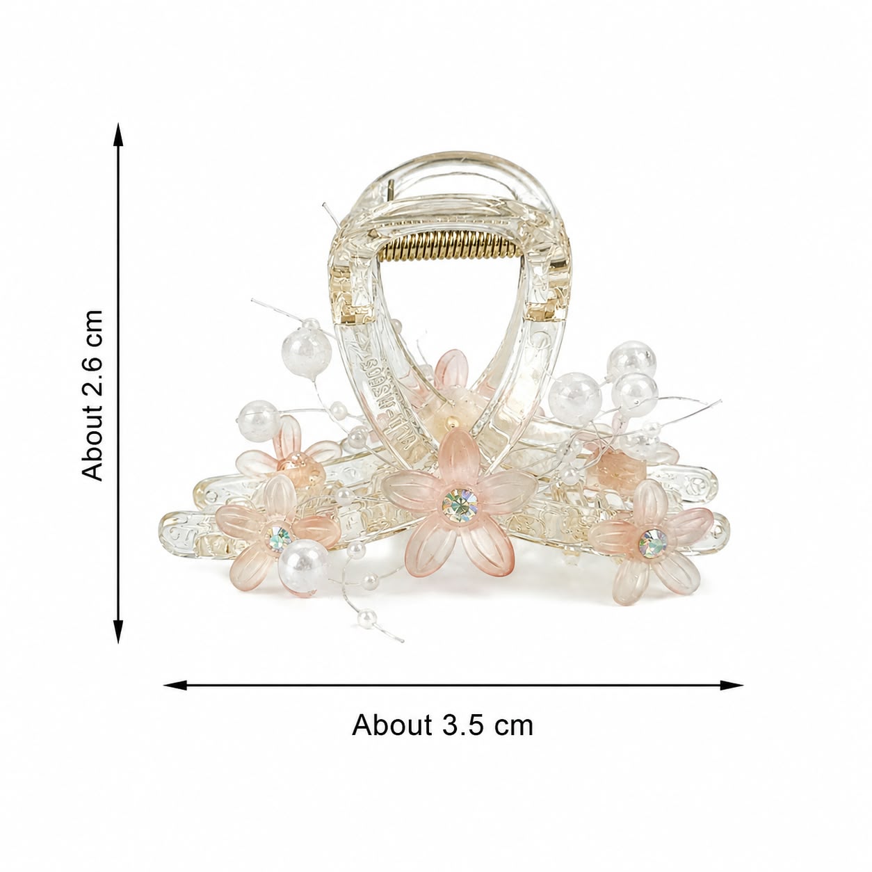 Floral Pearl Crystal Hair Claw Clip for Women & Girls | Transparent Decorative Hair Accessory