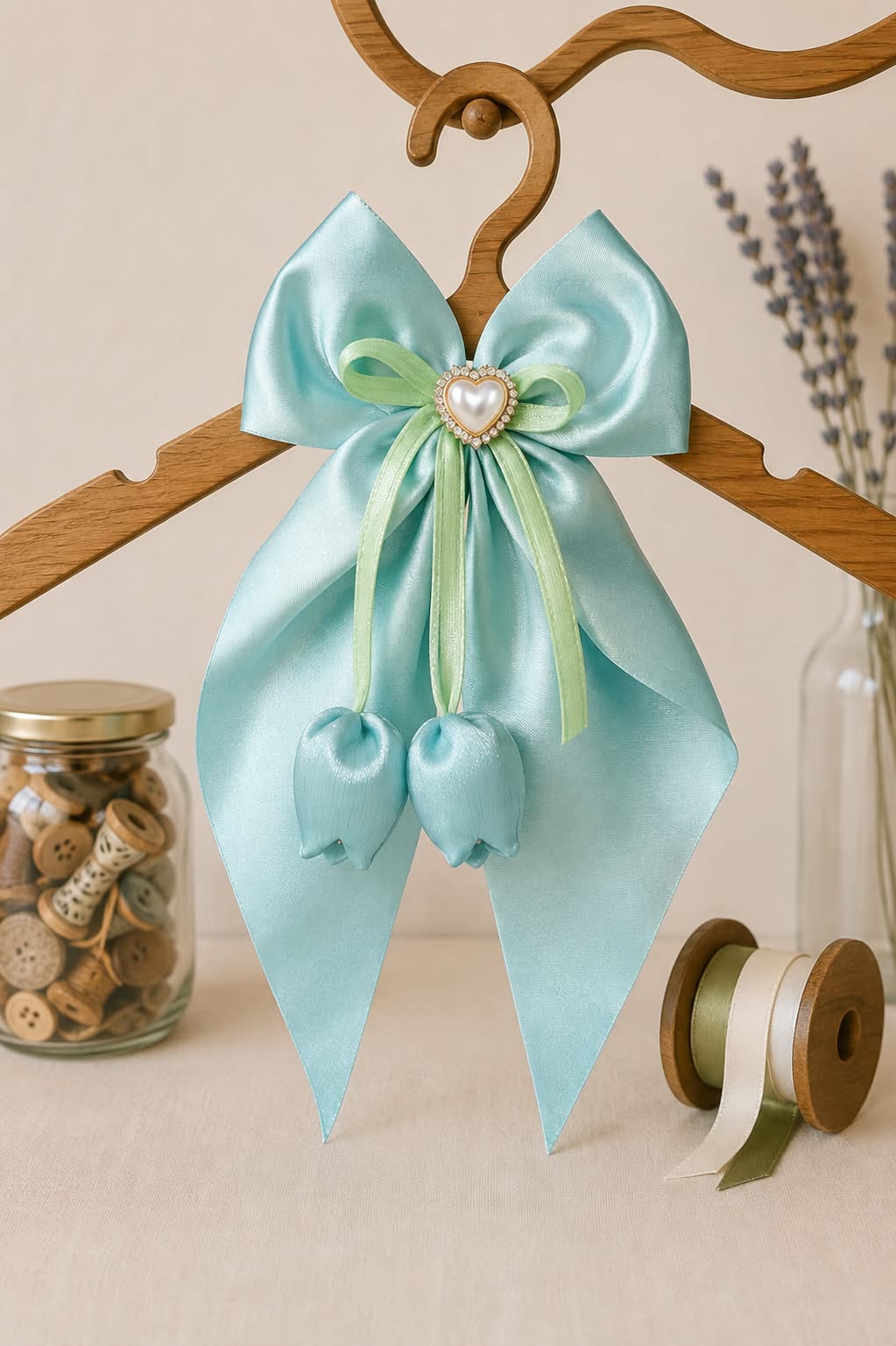 sea green tulip bow