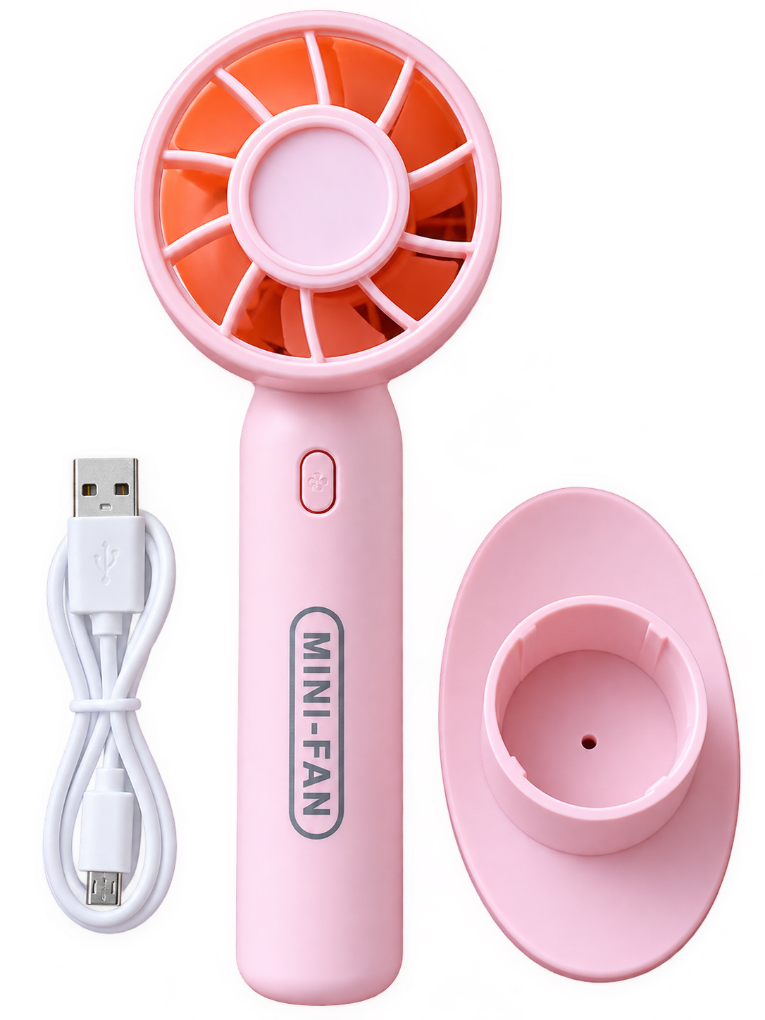 Mini Portable Handheld Fan with Stand, USB Rechargeable, Pink