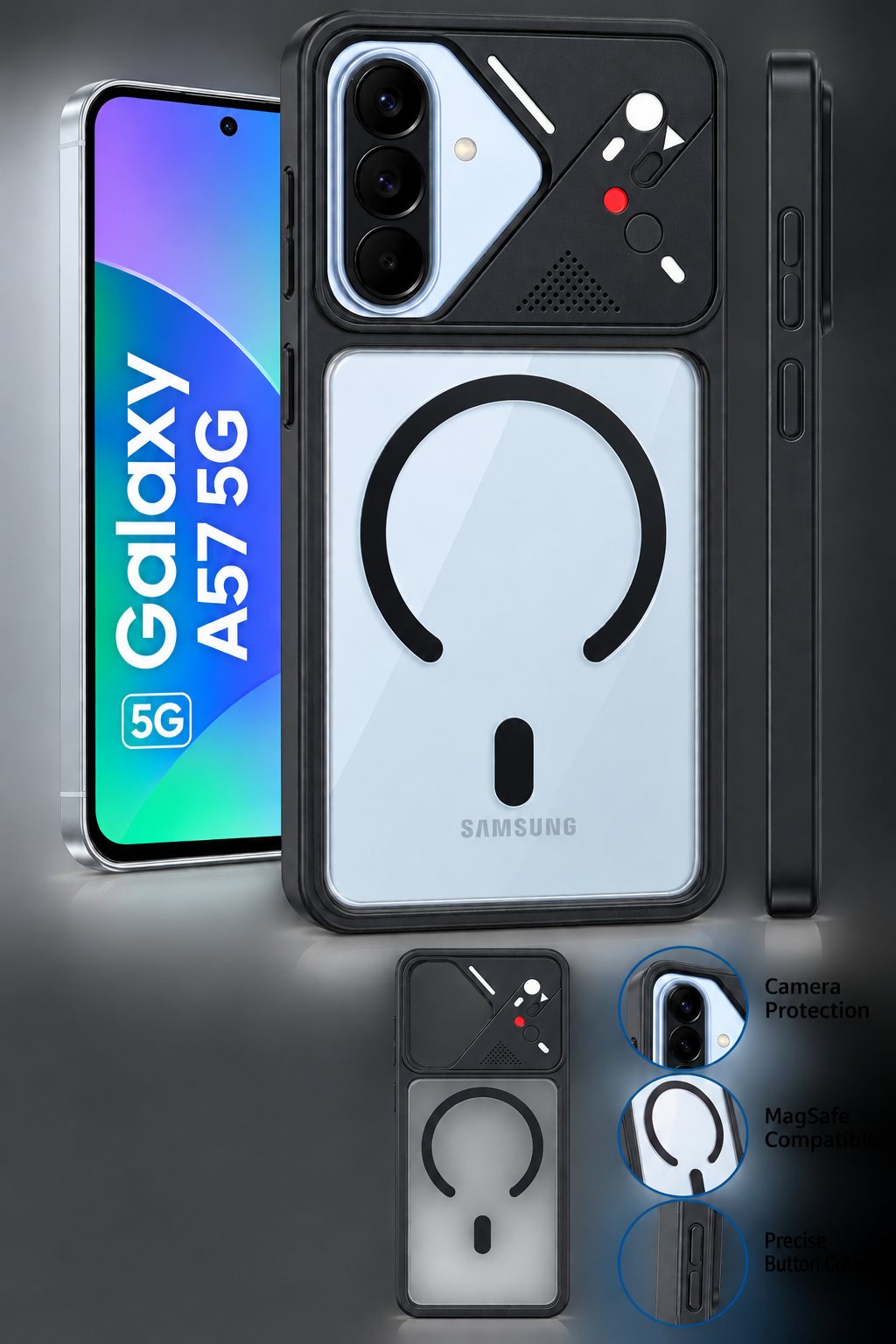 Samsung A57 5G Mobile Back cover. Black colour