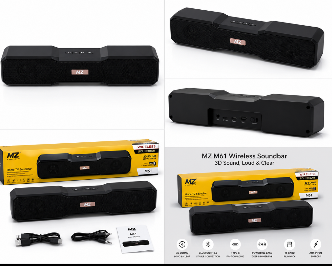 MZ61 Portable Bluetooth Speaker Black colour