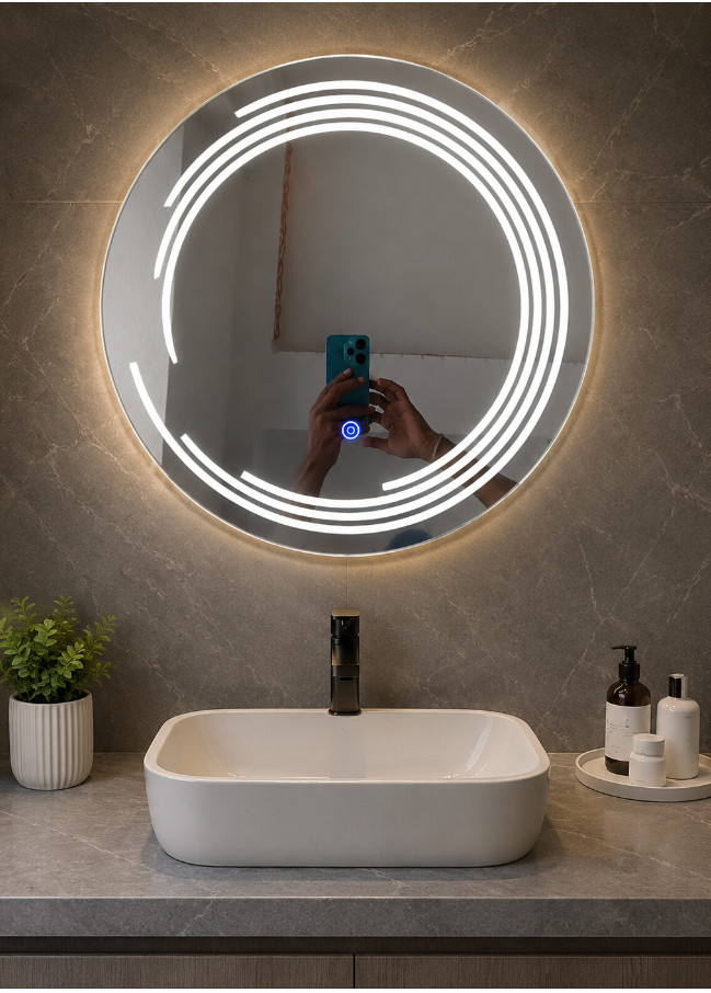 Round Shape 18x18 Led Touch Sensor Mirror