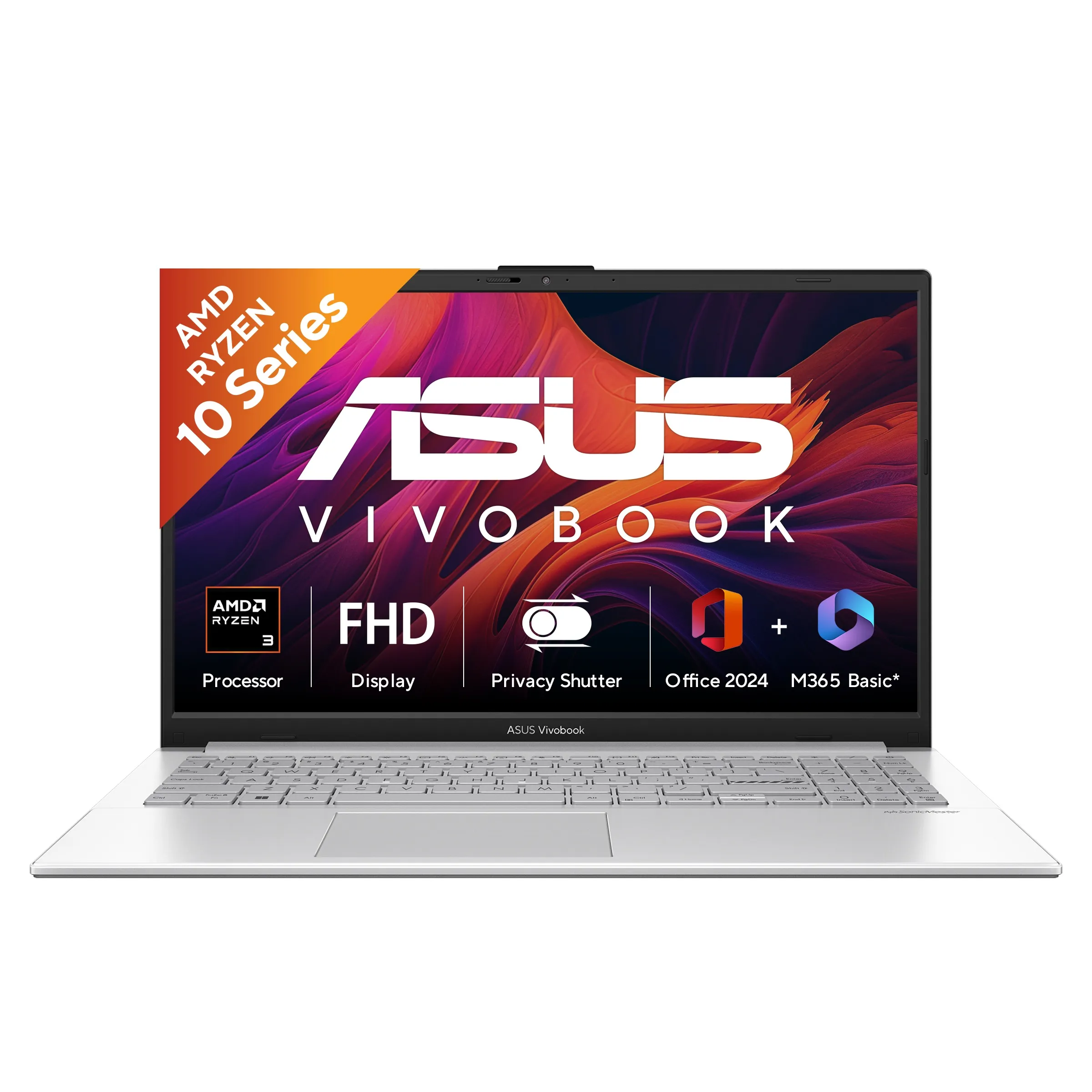 ASUS Vivobook Go 15, Student Laptop, AMD Ryzen 3 30 (8GB/256GB/AMD Radeon Graphics/39.62 cm (15.6) FHD/Windows 11 Home/Office Home 2024 + M3