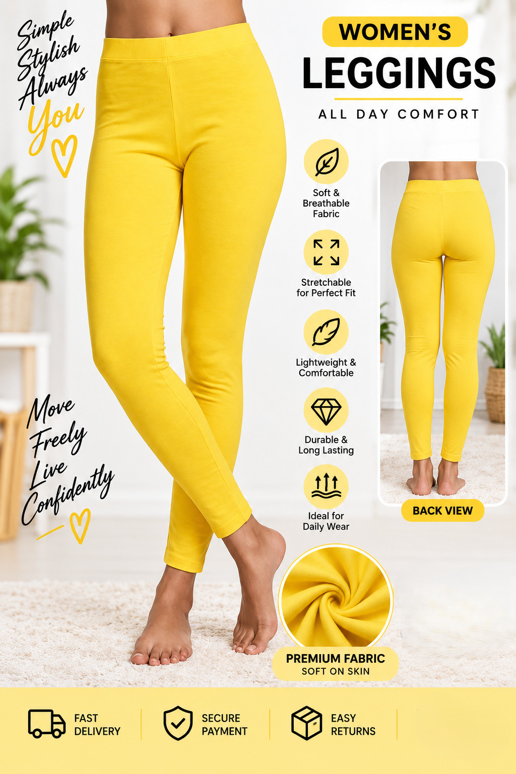 Women's cotton long leggings-full length,stretchable,churidar style
