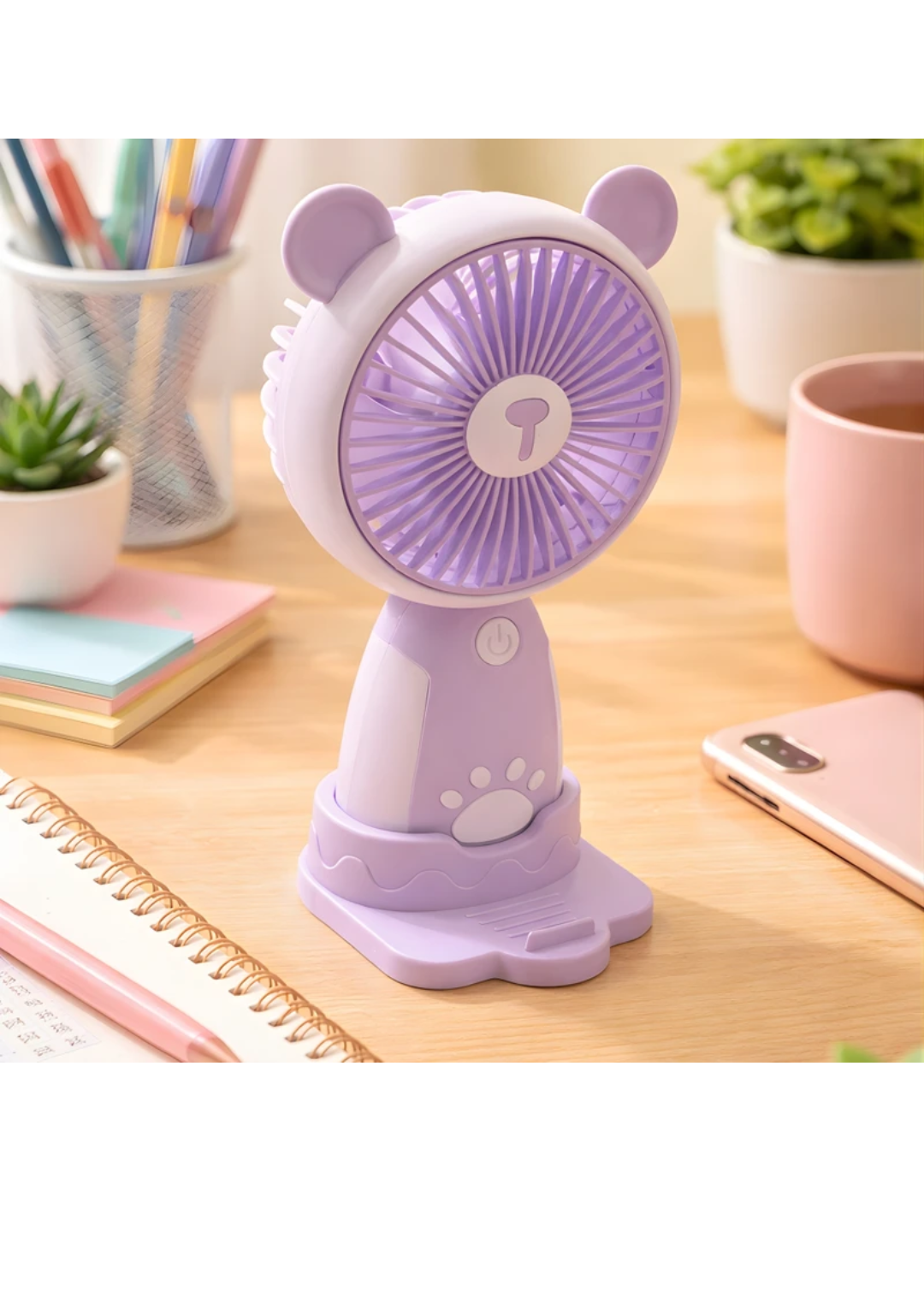 Cute Bear Ear Mini Portable Rechargeable Handheld & Table Fan
