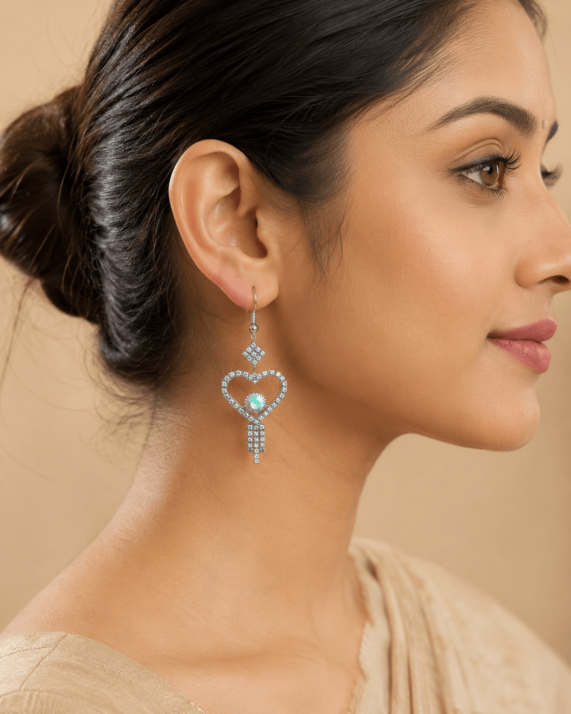 Heart Shape Crystal Dangle Earrings for Women & Girls