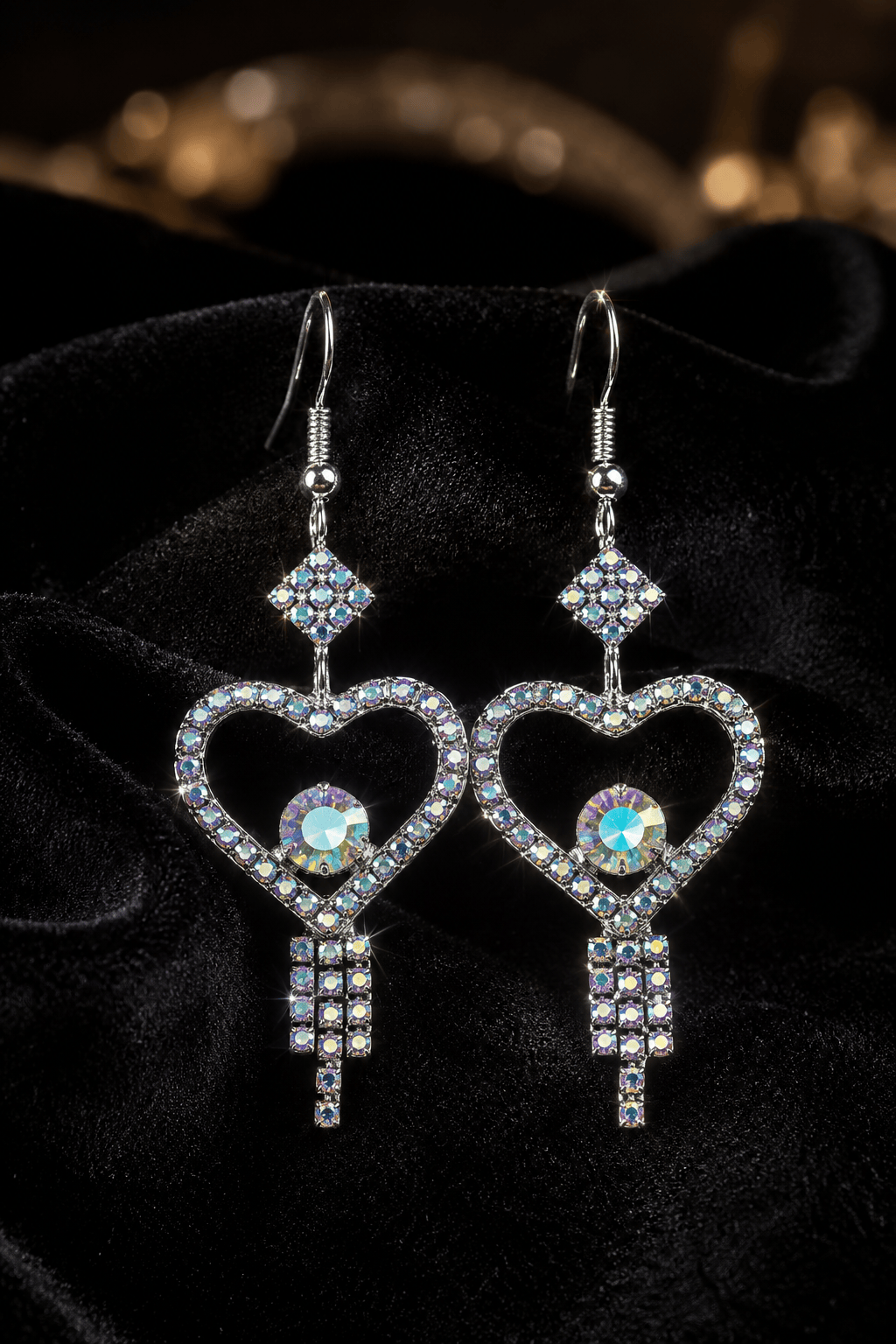 Heart Shape Crystal Dangle Earrings for Women & Girls