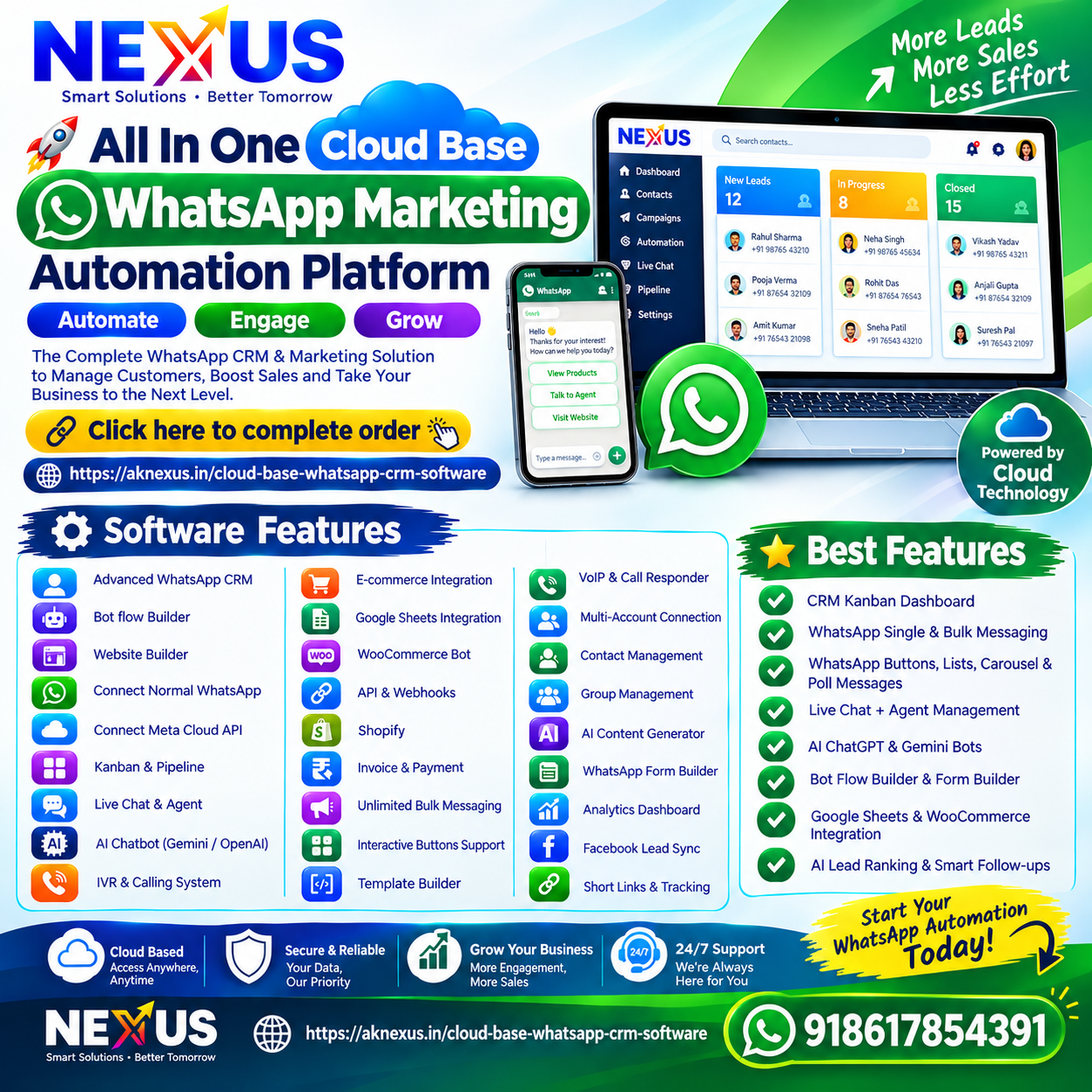 All In One Cloud Base WhatsApp Marketing Automation Platfrom