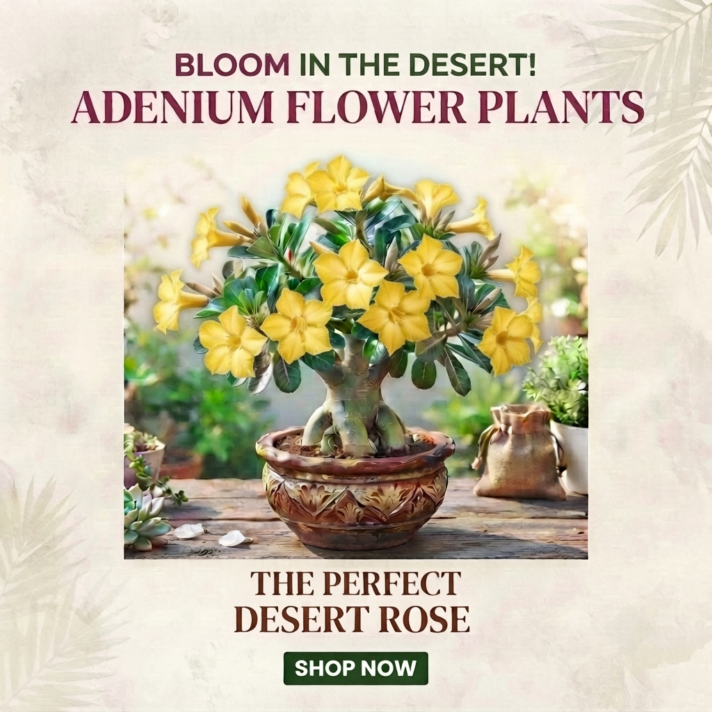 Green Nursery Rare Yellow Adenium (Desert Rose) Indoor/Outdoor Live Plant