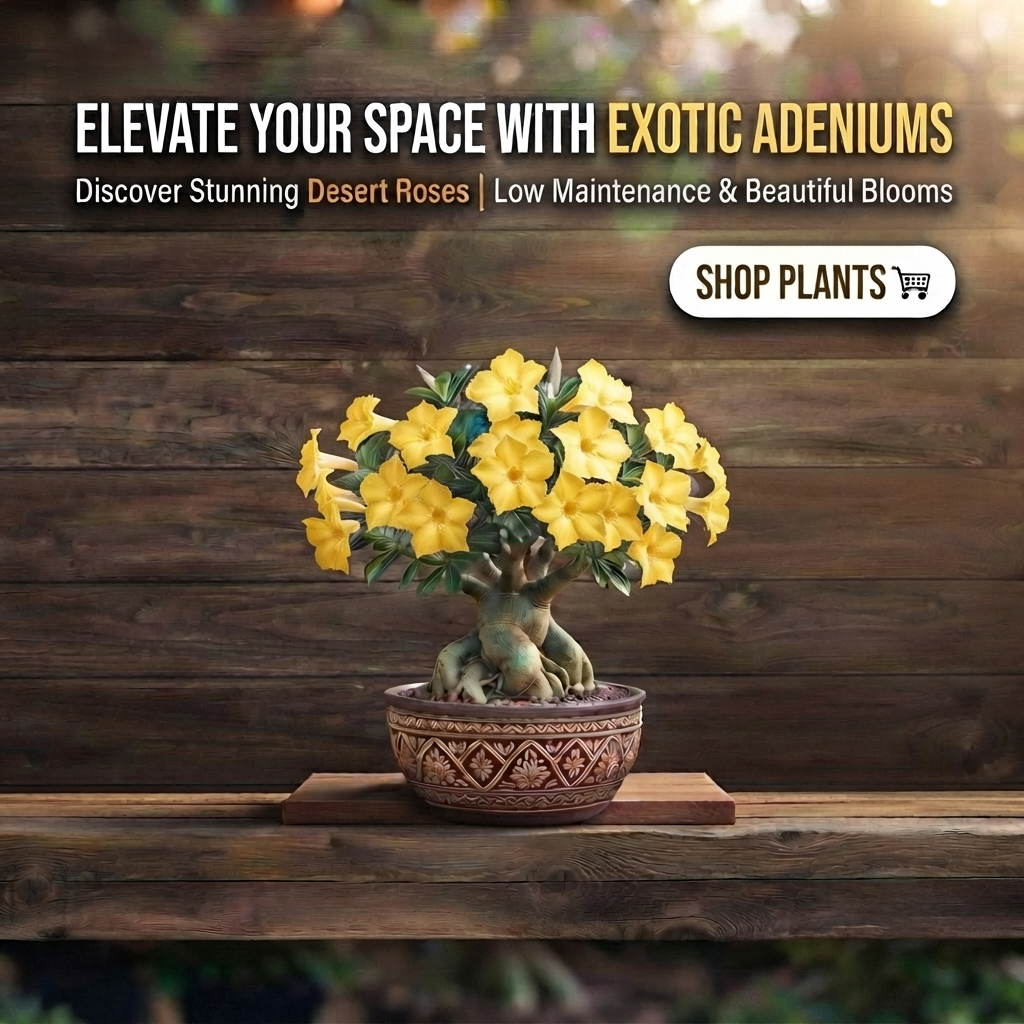Green Nursery Rare Yellow Adenium (Desert Rose) Indoor/Outdoor Live Plant