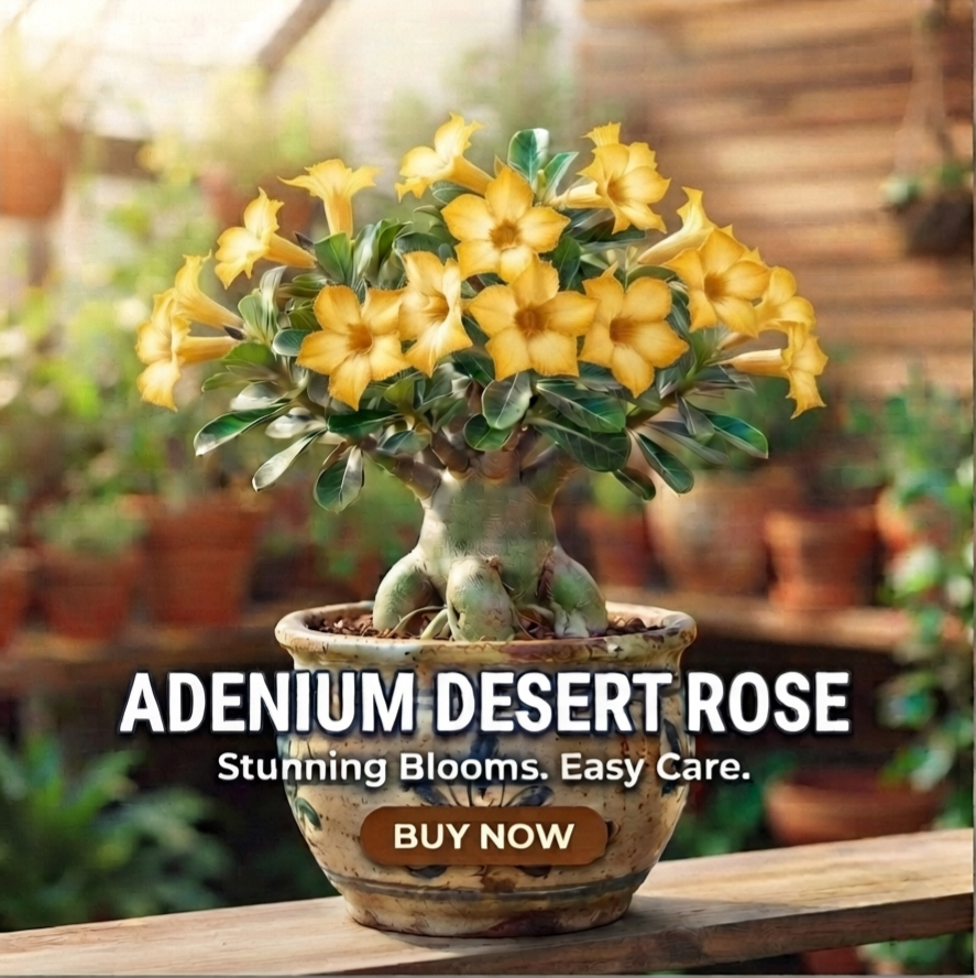 Green Nursery Rare Yellow Adenium (Desert Rose) Indoor/Outdoor Live Plant