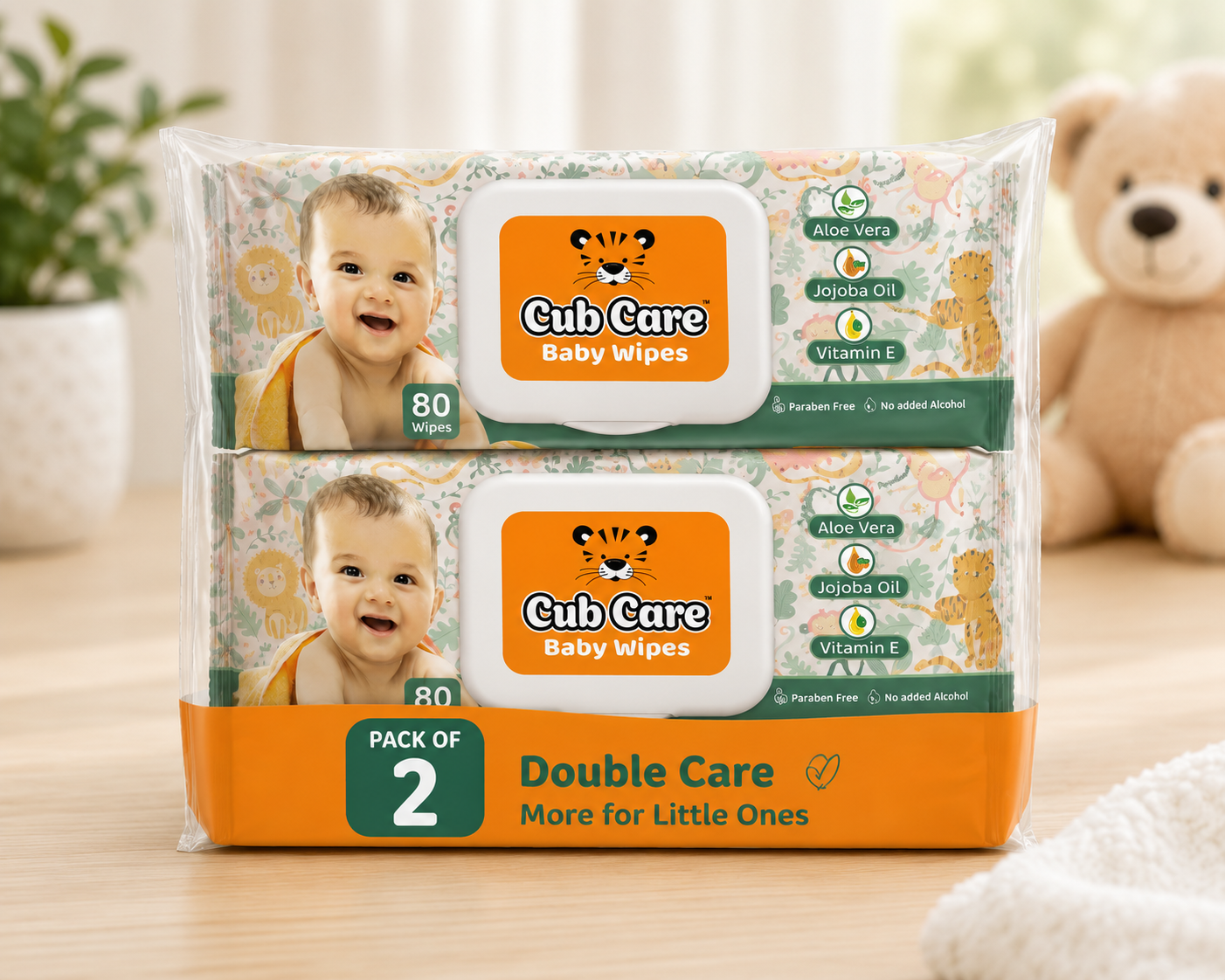 Cub Care Baby Wipes 80 Wipes | With Aloe Vera, Jojoba Oil and Vitamin E